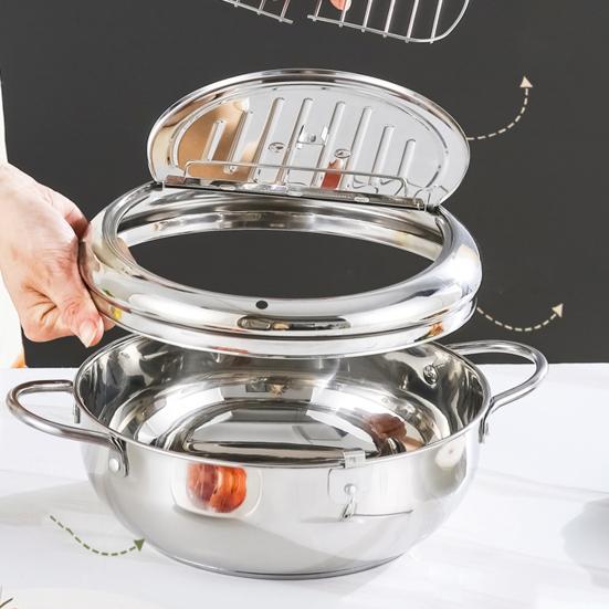 Фритюрница из нержавеющей стали с термометром и подставкой для сушки масла, японская