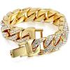 Mens Womens Cuban Link Bracelet Hip Hop Bracelet Gold Chain Bracelet Iced Out Curb Cuban 18k Gold Plated Bracelet With Clear Rhinestones