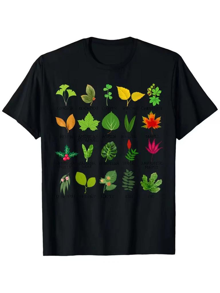Men'S Vintage Botanical Graphic T-Shirt - Soft Crewneck Tee with Leaf & Plant De