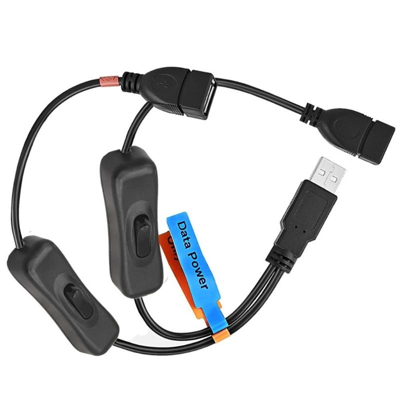 30cm Y Shaped USB 2.0 Extension Cable Charging Cord With Switching Control For Simultaneous Charging And Data Sync