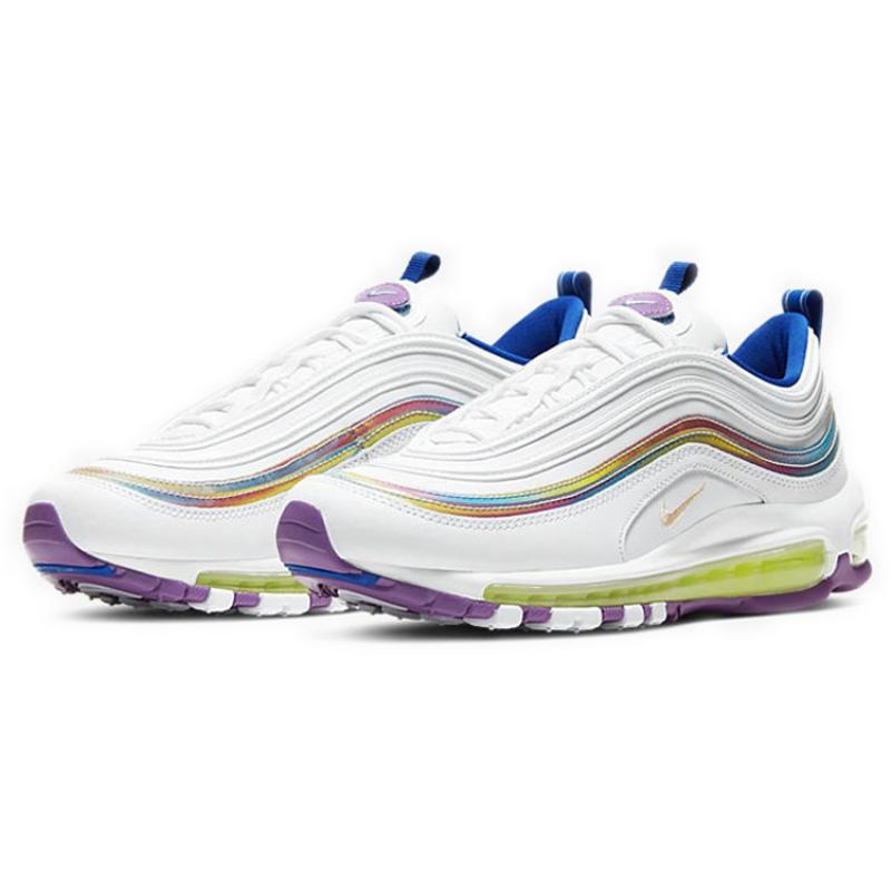 Nike Женские кроссовки Air Max 97 Белые с переливающимися полосками Повседневная обувь CW2456-100