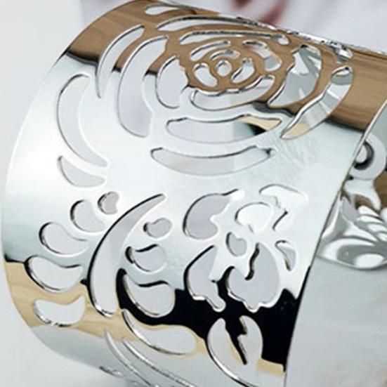 2 Pcs Adjustable Wide Opening Bracelet Individual Retro Style Hollow Out Polished Metal Arm Cuff Cosplay Performance Sleeve Bracelet