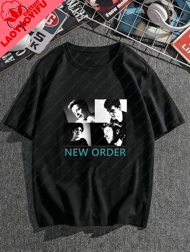 Stylish Retro 80s New Order Band Print Tshirt Unisex Casual Shortsleeved Shirt Top Cotton Tshirt For Spring And Summer