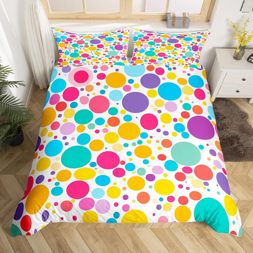 Геометрический комплект постельного белья с пододеяльником, простой узор в виде сетки из кругов, чехол для одеяла, микрофибра, геометрические формы, комплект постельного белья для мальчиков, подарок взрослому