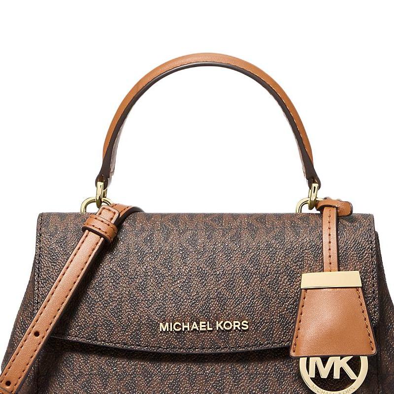 Michael Kors Сумка через плечо с логотипом Ava, мини-сумка из покрытого холста, женские сумки, коричневый 32S5GAVC1B-BRONZO