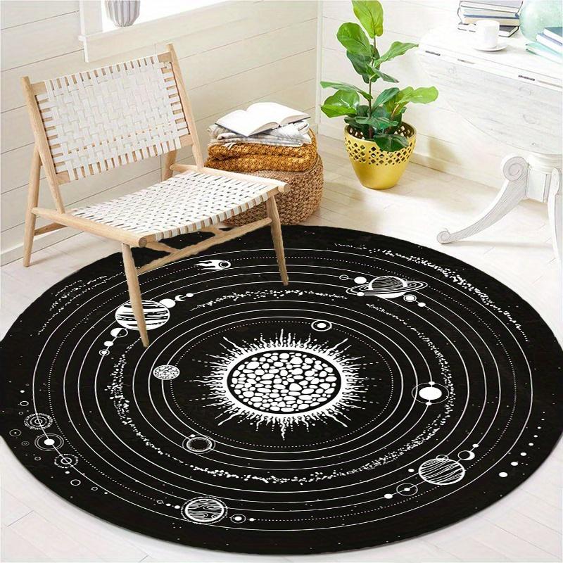 S Black White Galaxies Round Rug Nonslip Area Rug Office Chair Mat Carpet For Living Room Bedroom Home Decor