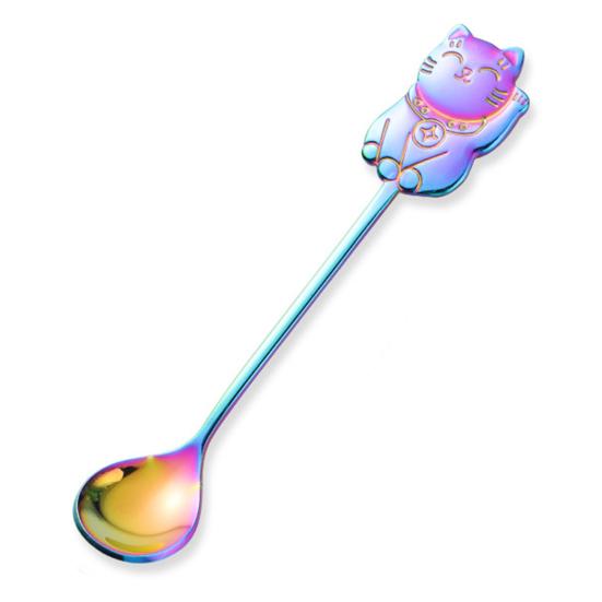 Coffee Spoon Fashion Food Grade Lightweight Dessert Spoon Round Edge Lucky Cat Coffee Spoon Tea Spoon for Home