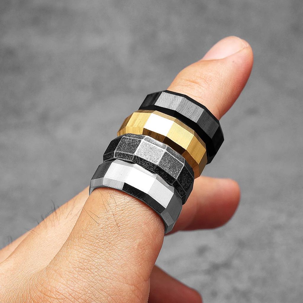 Geometric Cuts Men Rings Stainless Steel Vintage Luxury Simple Punk New In Women Jewelry Fashion Accessories Gift