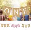 Festive Burlap ONE Garland Paper Baby First Party Decoration Chair Flag Banner  Baby First Birthday