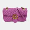 [Pre-Owned] GG Marmont Medium Pink Leather Quilted Wave Shoulder Bag - Excellent #1W42MYS
