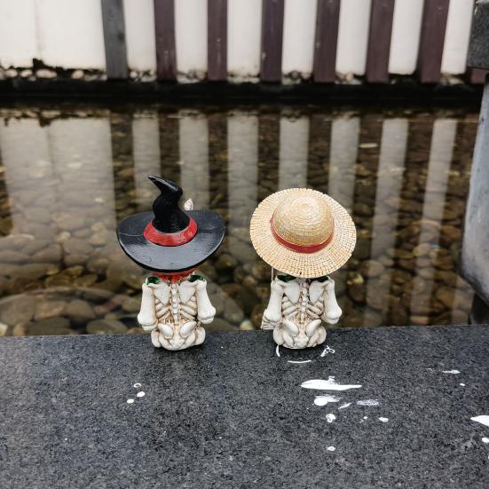 Хэллоуин Рыболовный Скелет Фигурка Жуткий Сидящий Тыквенная Голова Скелет Статуя Скульптуры Открытый Сад Пруд Фонтан Украшение Стороны Бассейна