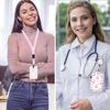 ID Badge Holder with Lanyard Teacher Lanyard with Vertical Badge Reel And Keychain for Nurse Officer Teacher Security Staff