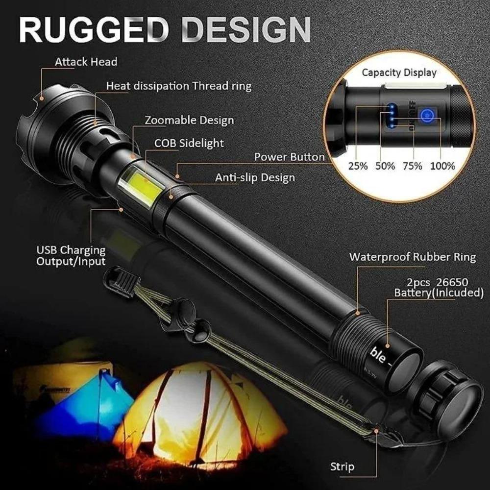 Светодиодный фонарь XHP160 Самый мощный 8-ядерный USB-перезаряжаемый фонарик с зумом Батарея 26650 Защитный ручной фонарь для кемпинга Охоты