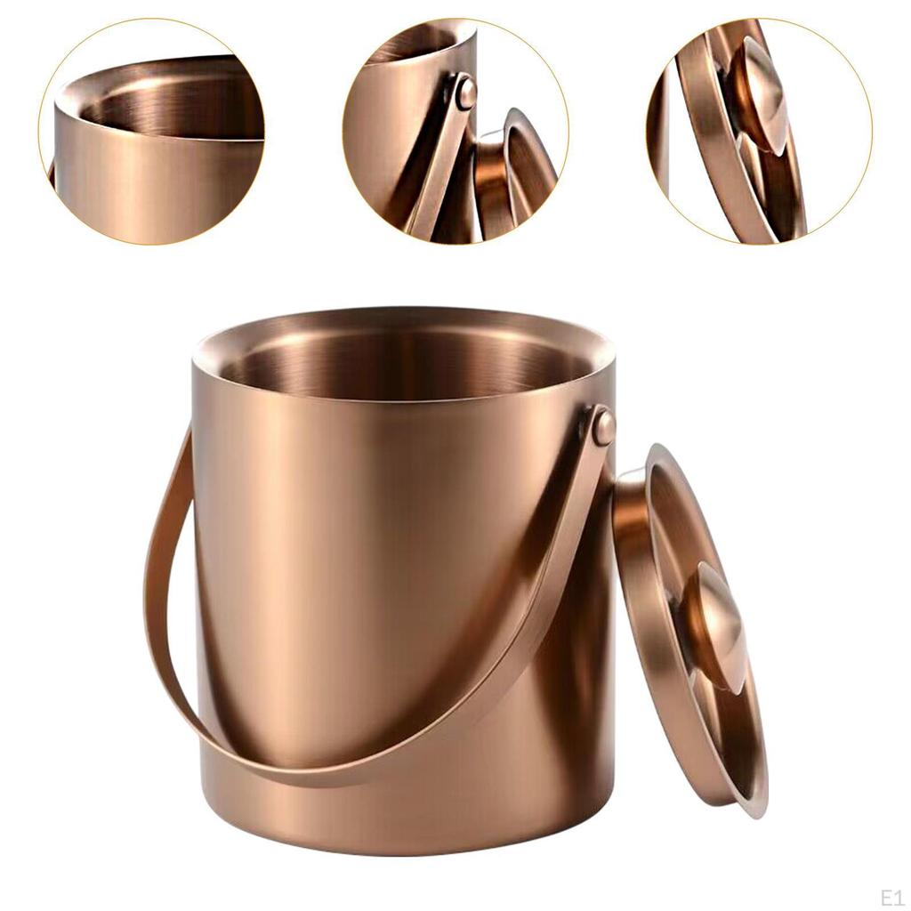 Double Wall Ice Bucket Beverage Chilling Container Keeps Cold and Dry with Lid Champagne Cooling