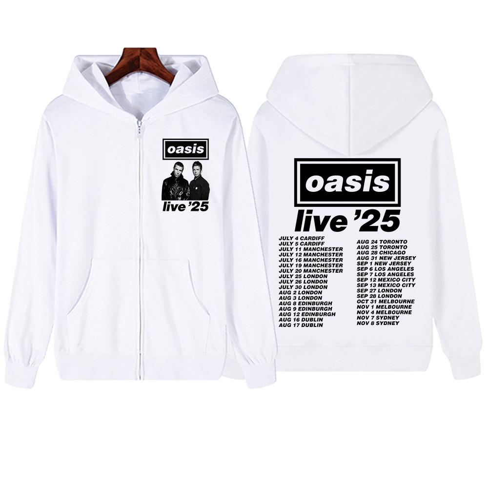 Худи на молнии Oasis Live 25 Tour для фанатов, толстовка унисекс Y2k, худи на молнии Харадзюку
