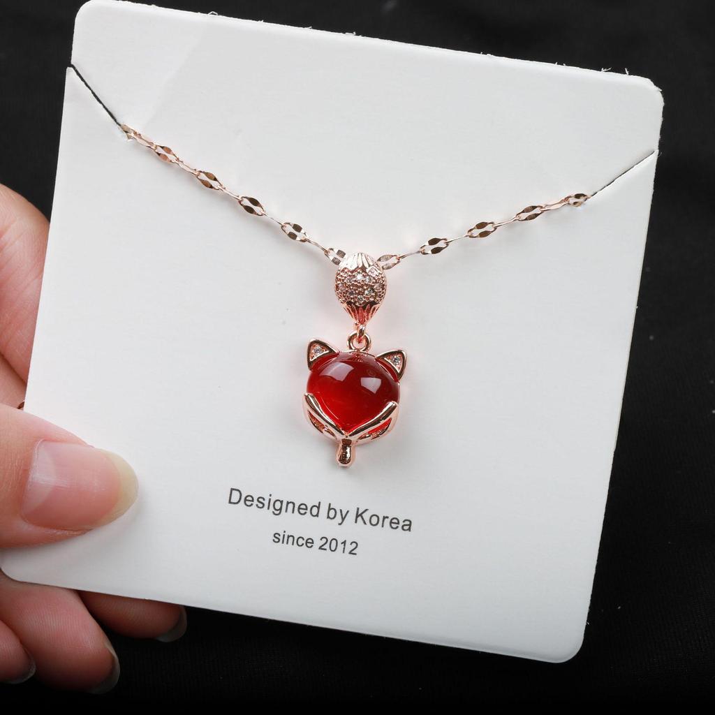 Модное ожерелье из розового золота с лисой в виде ключицы, невыцветающая цепочка с подвеской из титановой стали