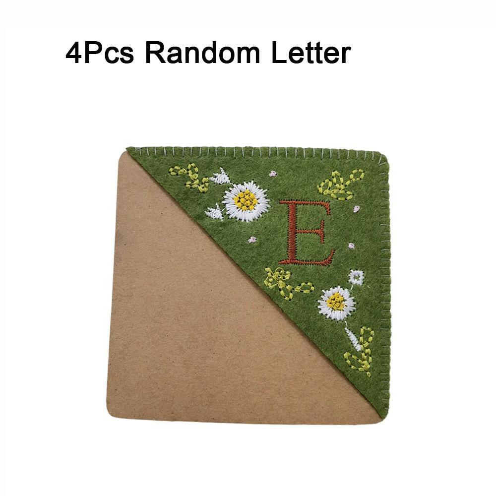 4Pcs Four Seasons Hand Embroidered Corner Bookmark Handmade Triangle Label Bookmarks for Girls Ages