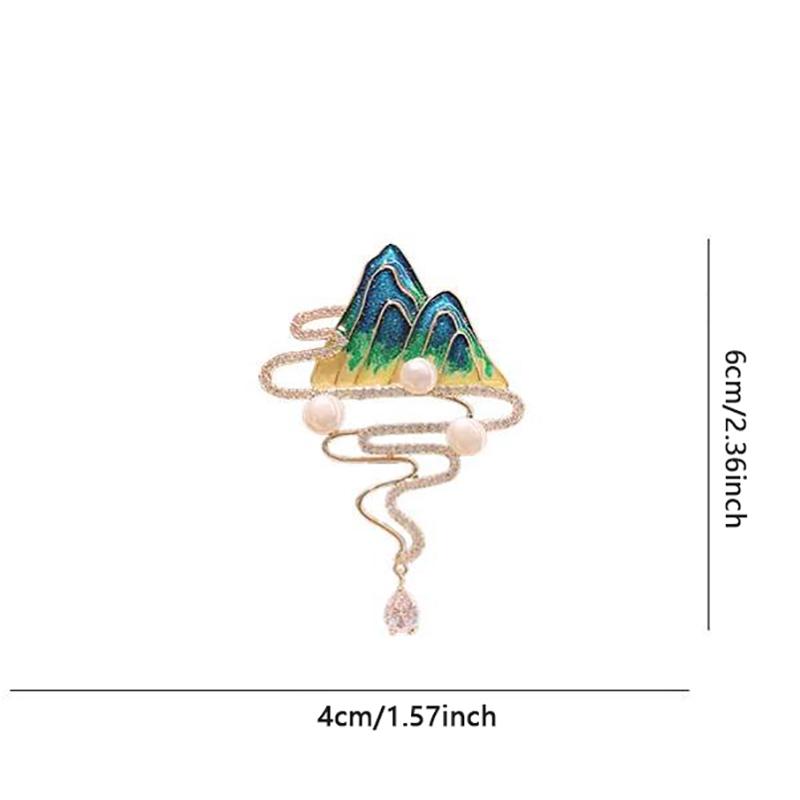 Landscape Freshwater Pearl Tassel Brooch Elegant Atmospheric Simple  Corsage Suit Formal Accessories Pins Jewelry