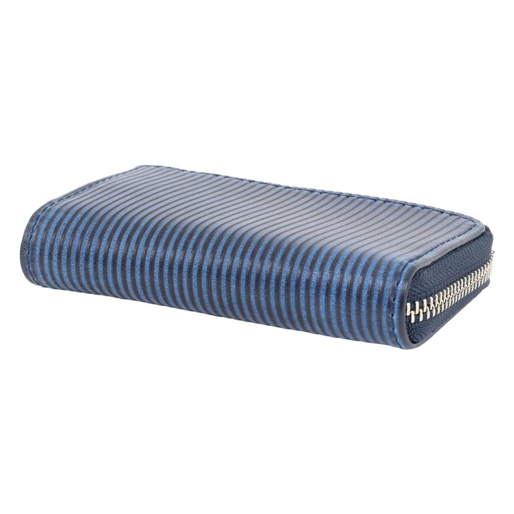 Ключница из натуральной кожи, окрашенная индиго, с тиснением, прямая ZYS293, кожаный чехол для проездного, коровья кожа, итальянская кожа, тиснение, темно-синий [Baggy Port] Мужская