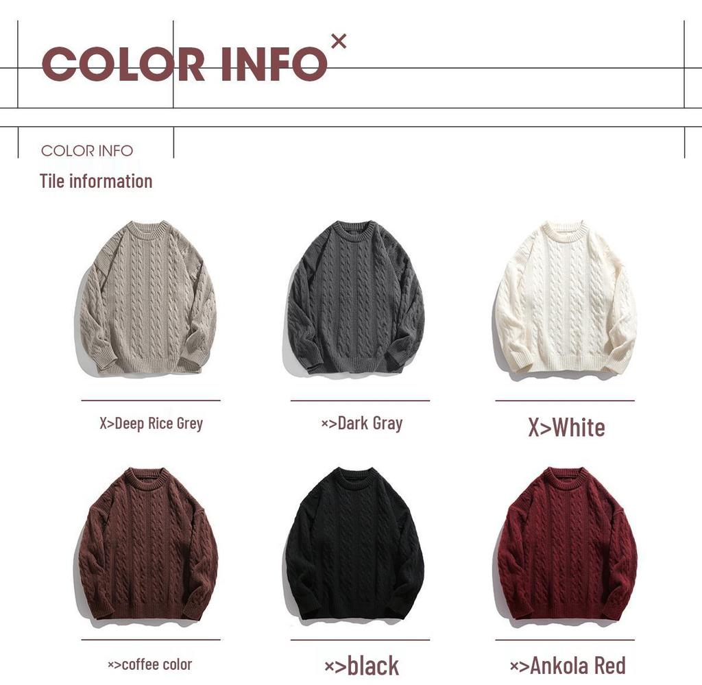 Мужской текстурированный свитер с кабельным узором и круглым вырезом - Трендовый толстый пуловер для осени/зимы, базовая универсальная верхняя одежда