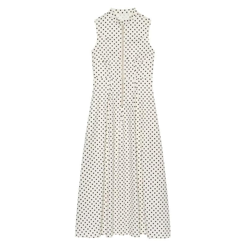 2026 Womens Polka Dot Sleeveless Dress A-line Slim Fit Elegant Fashion Long XS S M L