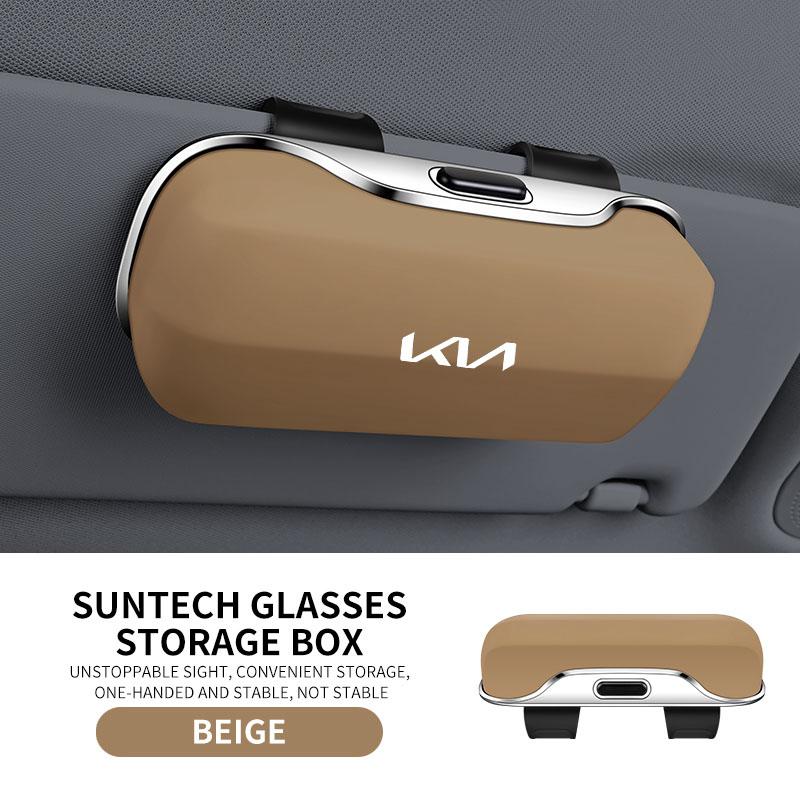 Car Visor Glasses Case ABS Flocking Sunglasses Holder Organizer Clip for Kia Sportage Sorento K5 K3 Seltos Rio Carnival Ceed etc