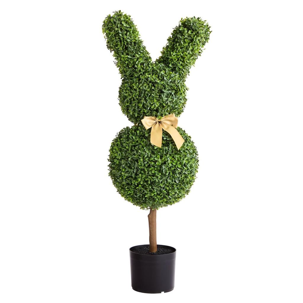 Artificial Topiary Bunny-Shape Boxwood Ball, 2 Set 914mm Faux Boxwood Plant Balls, Fake Silk Tree Look Real, Easy Assembly for Decor Front Porch