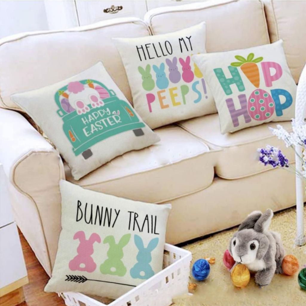 Easter Pillowcase, Easter Rabbit Decorations Home Decor Cushion Cover 45x45