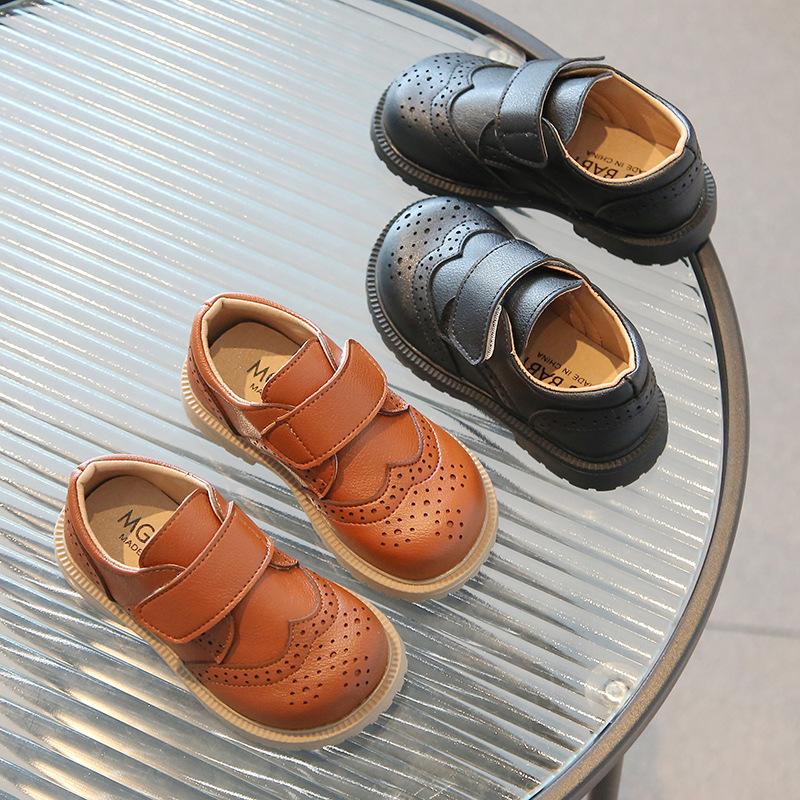 Обувь для мальчиков из британской кожи Zapatos Niña, ретро, с полой подошвой и мягкой подошвой, для девочек, классическая однотонная детская обувь для вечеринок, свадеб, на плоской подошве, повседневная обувь для мальчиков