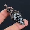 Snowflake Obsidian Gemstone Pure Copper Wire Wrapped Handmade Pendant Jewelry