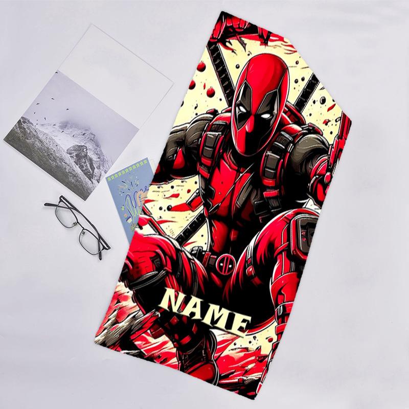 1pc Deadpool2 Beach Towel with Custom Name, Beach/Swimming/Bath/Picnic/Camping Towel, Suitable for Seaside Beaches