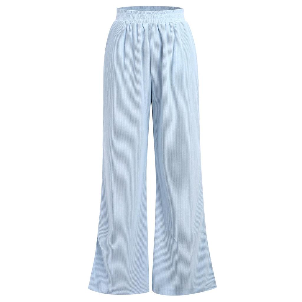 Women's High Waisted Casual Solid Color Corduroy Splicing Slit Hem Pants