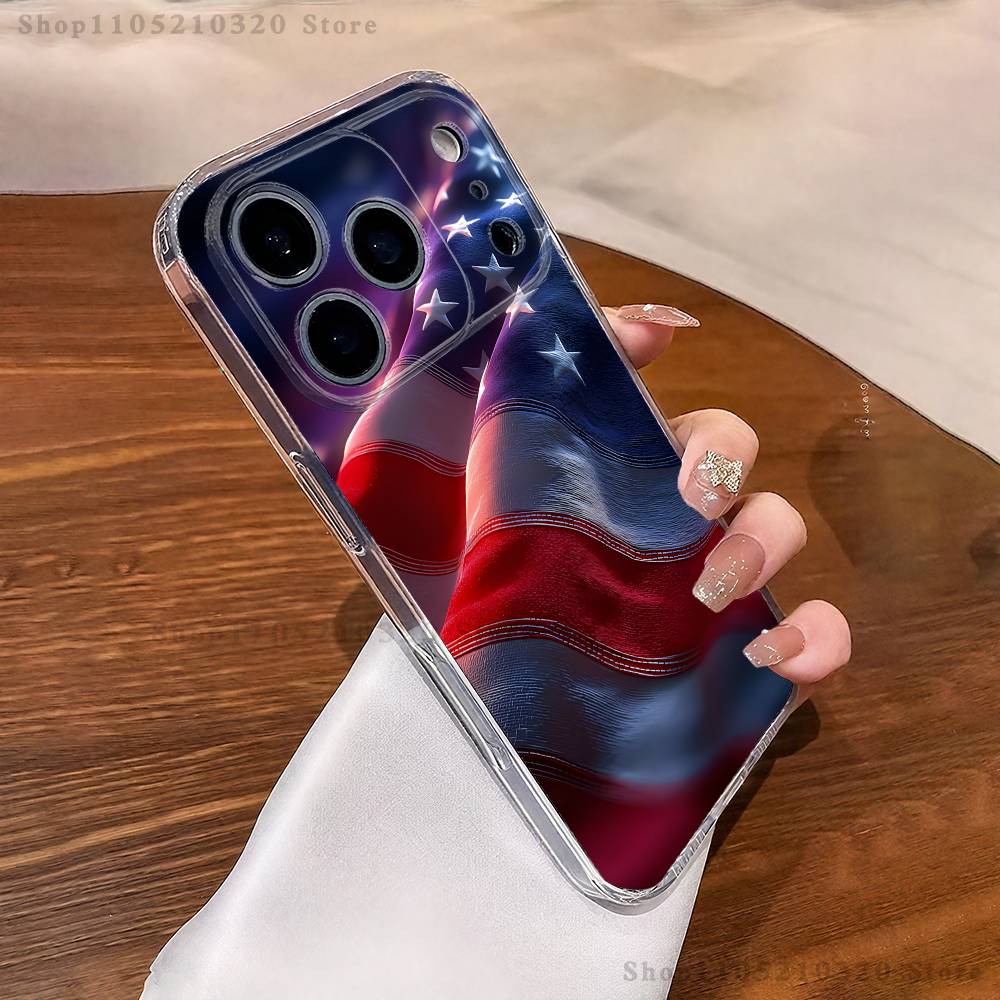 Чехол для телефона Флаг США Америка Для iPhone 17,16,11,15,13,14,12,Air,Mini,Plus,Pro,Max,Plus,E Прозрачный Мягкий чехол