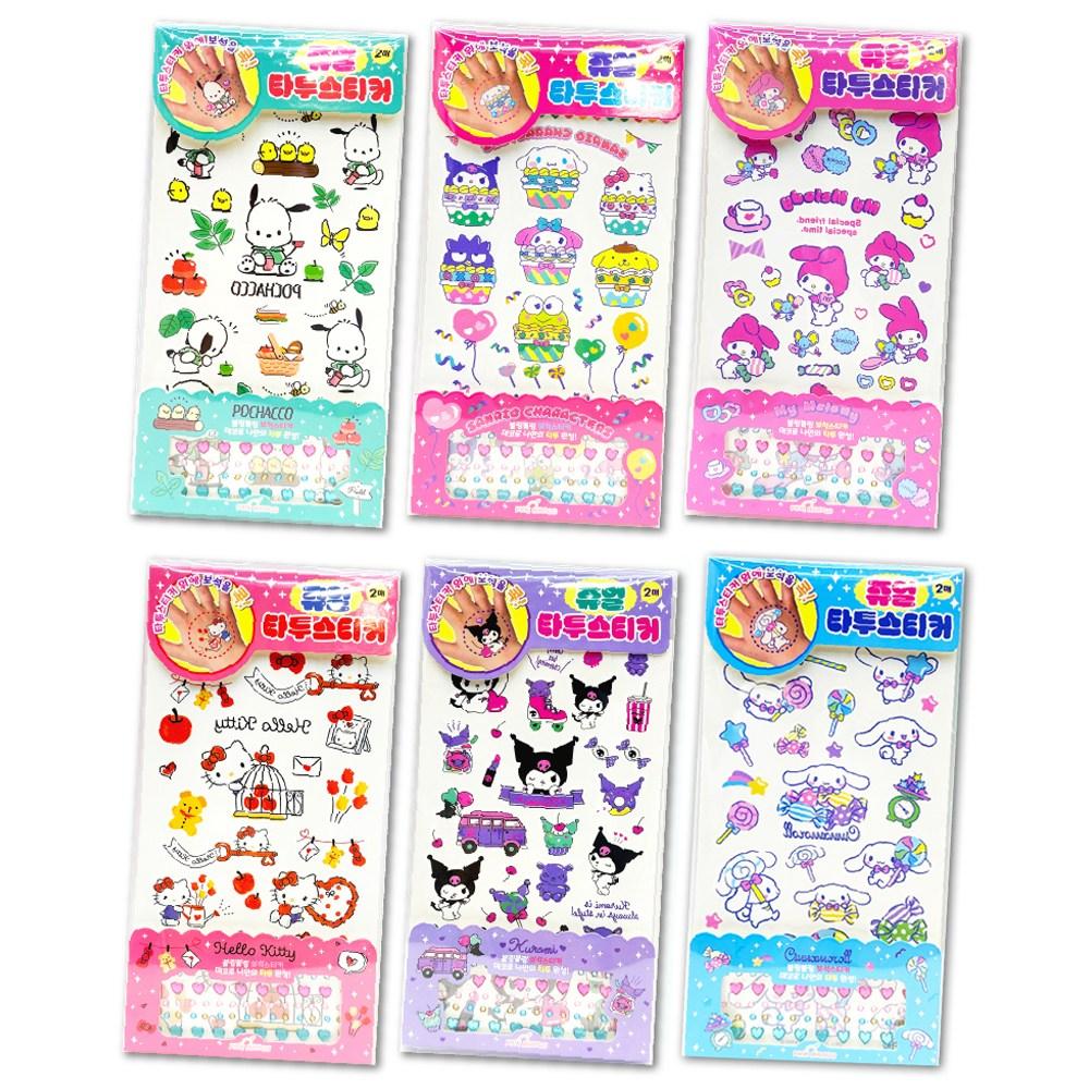 Набор из 6 наклеек-татуировок Sanrio Jewel, разноцветные, 1 комплект