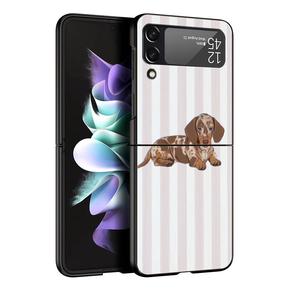Жесткий ПК чехол для телефона Samsung Galaxy Z Flip 7 6 5 4 Черная крышка для Galaxy Z Flip 3 Складной Ударопрочный Милый Мультяшный Собака Fundas