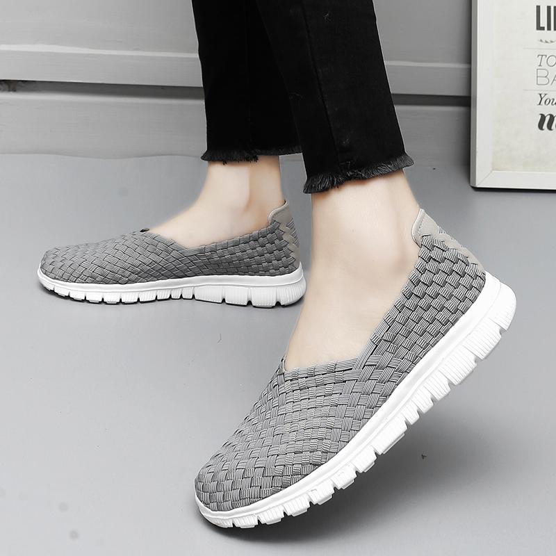 Летние мокасины, розовые пляжные прогулочные туфли, женские повседневные плетеные мягкие лоферы без шнуровки, плетеные кроссовки на плоской подошве