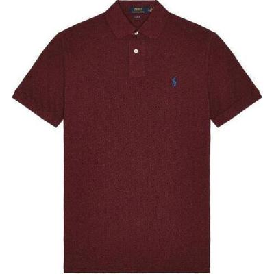 Polo Solid Logo Straight Fit Polo Shirt Men tops Borgundy 710534735-343