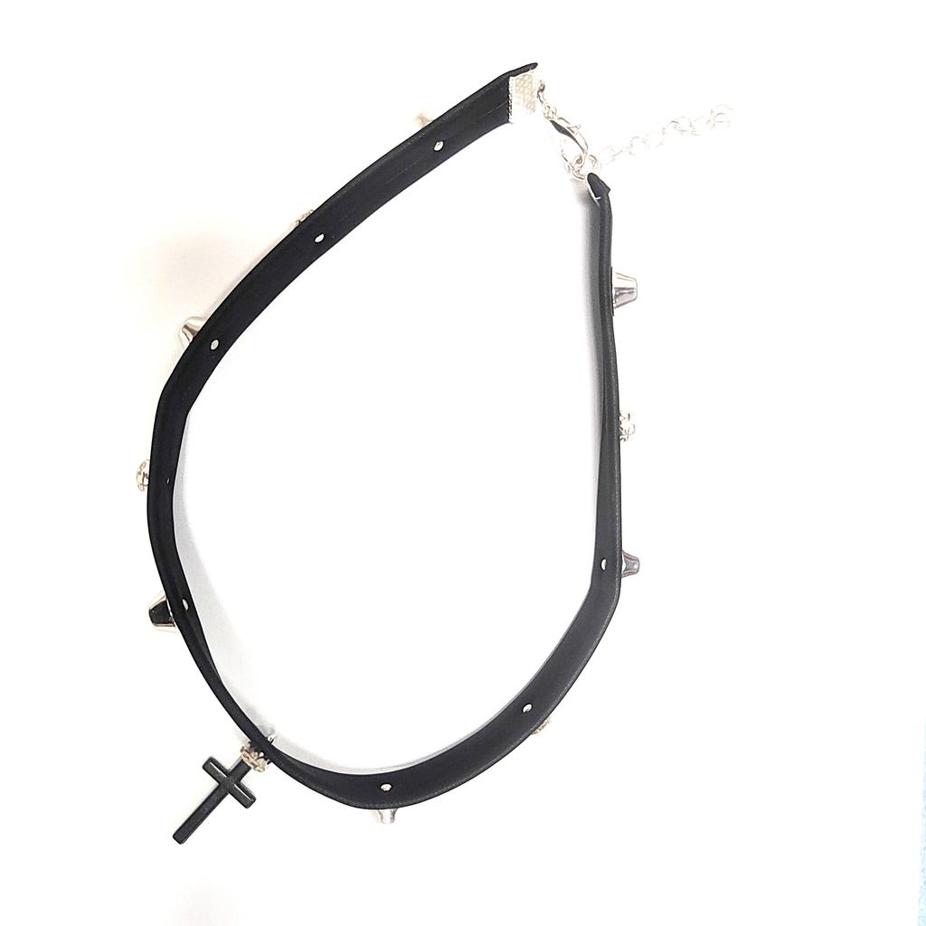 Темные Y2k малышки Ветер Кожа Заклепка Чокер Многослойное Ожерелье с Крестом Женская Индивидуальность Субкультура Цепочка на Ключицу