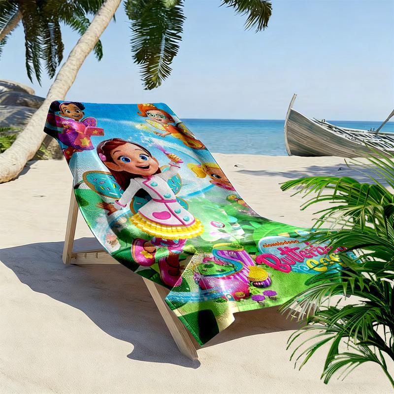 Butterbean's Café Print Beach Towel, Large Soft Quick Dry Towel for Beach Camping Swimming