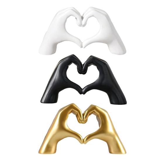 Love Gesture Figurine Resin Love Heart Hand Shape Statue Sculpture Home Office Wedding Party Desktop Decoration Ornament