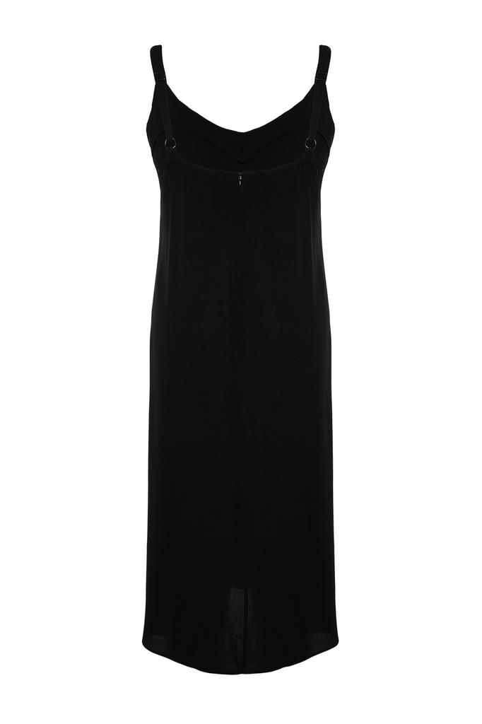 Черное тканое платье с разрезом TBBSS22EL1094..