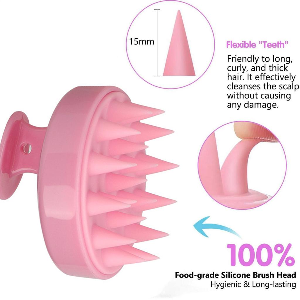 Scalp Massager Head Cleaning Brush Soft Silicone Head Deep Massage Scalp Deep Cleaning Comb Hair Brush Scalp Pink