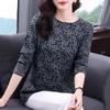 Футболка Топы Женская хлопковая блузка большого размера Удобная эластичная футболка с длинным рукавом Леопардовый круглый вырез Свободные топы