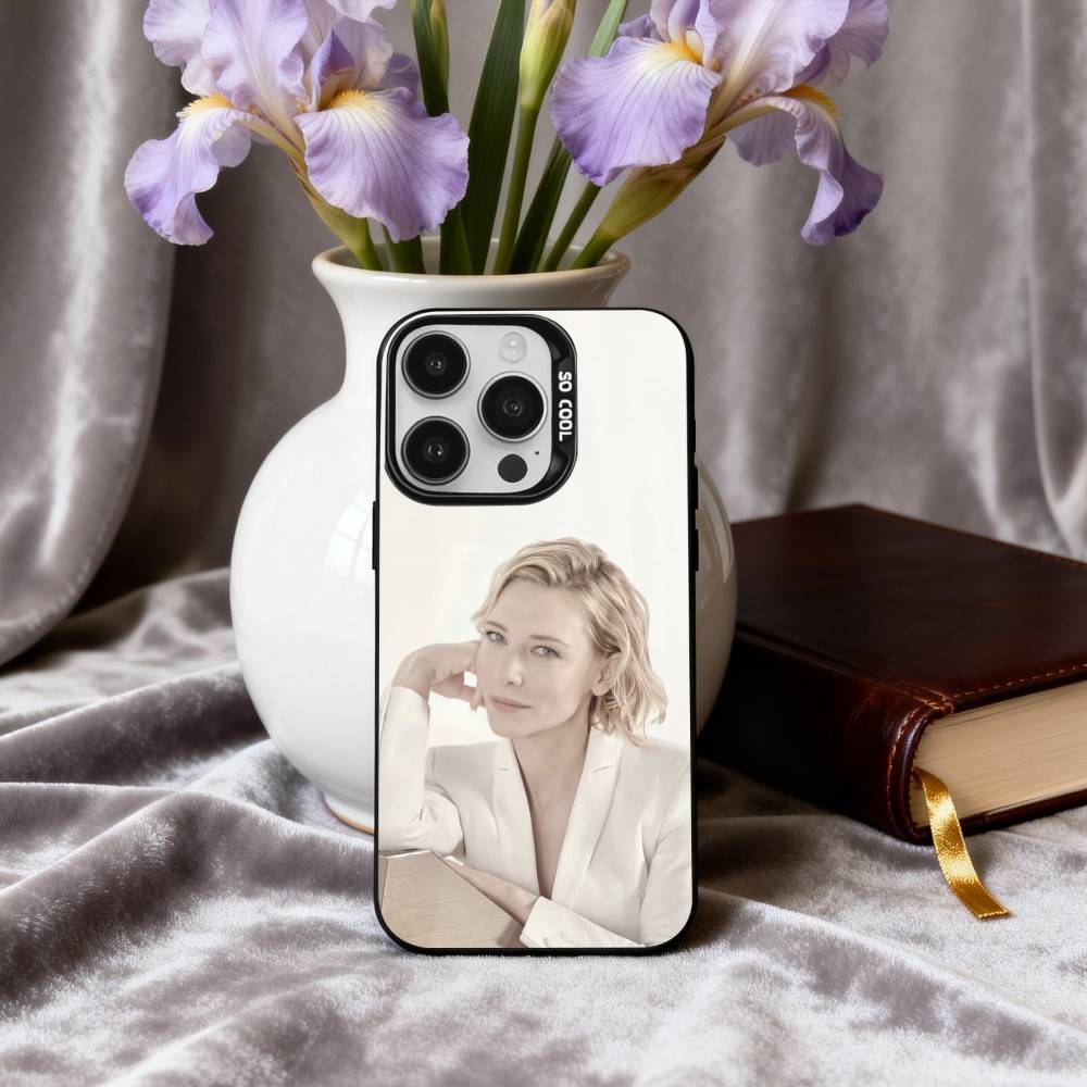 C-Cate-E B-Blanchett Actress Phone Case For iPhone17,16,15,14,13,12,11 Plus,Pro Max Black Candy silver phone case