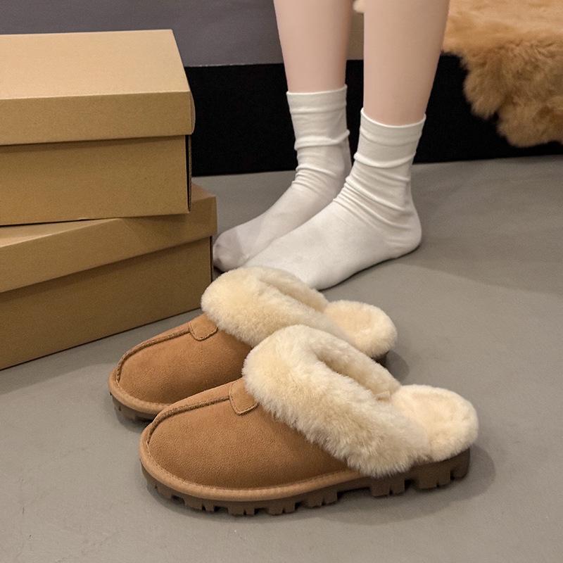 Осень и зима 2025 года Хэнань Санпо звезда тапочки из овечьей шерсти с мехом