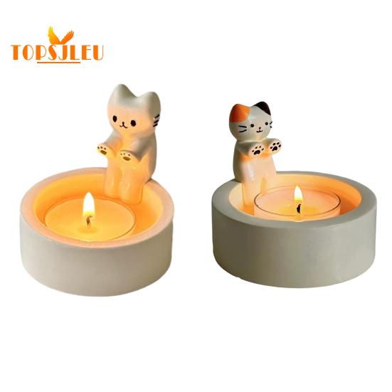 Подсвечник очаровательный кот в форме согревающих лап, милый мультяшный контейнер для свечей, для украшения дома