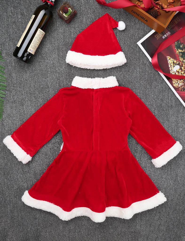 Детский костюм Санты для девочек, рождественское платье, рождественская вечеринка, бархатное платье Санта-Клауса для косплея