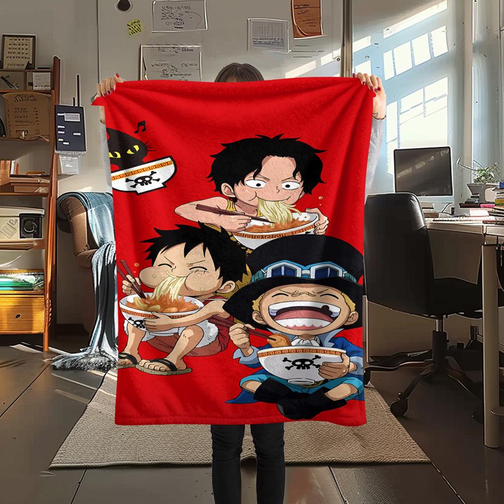 Фланелевое одеяло с принтом персонажей One Piece, Высококачественное, Удобное для всех сезонов, Декор для дома, Тепло и уют, Идеально для рождественских подарков