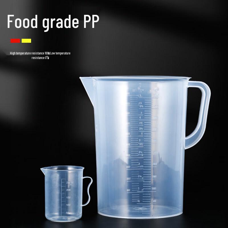 LIEI Plastic Measuring Beaker with Lid, 1000ml (10-Pack)