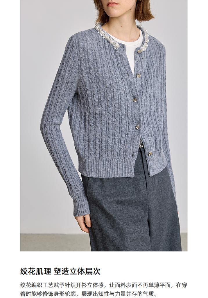 LILY exquisite pearl sequin knitted cardigan